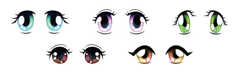 Cartoon Eyes and Comic Glance Pair Vector Set