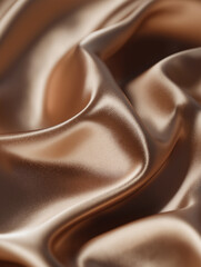 Exquisite Braun silk satin material with smooth wavy texture
