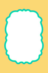 Rectangular Groovy Wavy Scalloped Frame on a yellow pastel background in the style of the 70s