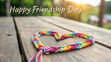 celebrating Friendship Day ribbons on a wooden background for a fun holiday celebration