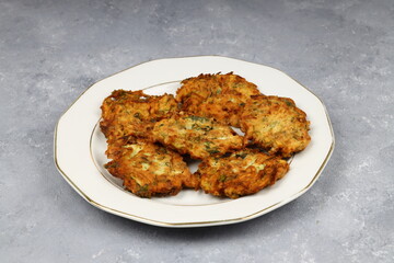 Mucver, Turkish traditional food. (Turkish cuisine) Homemade Food with Zucchini.