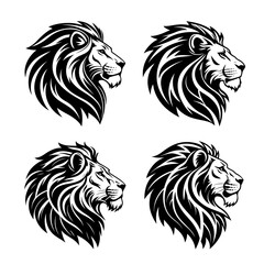 Lion logo and icon silhouette vector set