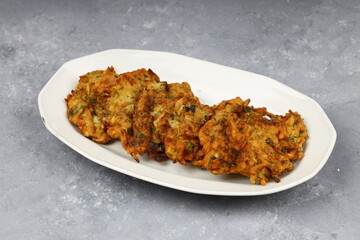 Mucver, Turkish traditional food. (Turkish cuisine) Homemade Food with Zucchini.