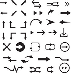 A set of stylish and modern arrow icons in various directions and styles.