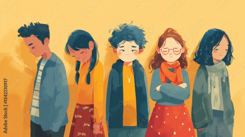 Poster Five Things Not to Say to Someone Experiencing Bullying in a Supportive Setting With Illustrated Characters