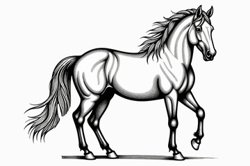 Elegant Horse Illustration- Black and White Horse Art- Detailed Equine Drawing- Horse Lovers Gift- Artistic Horse Image- Horse Wall Decor