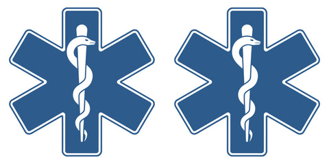 Medical rod of asclepius symbol with ambulance and doctor icons


