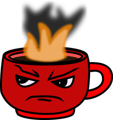 Emotional Coffee Mug with Angry Face and Flames