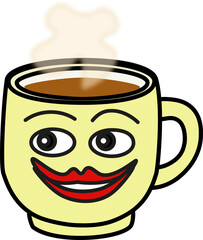 Emotional Coffee Mug with Happy Face and Steam