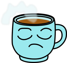 Emotional Coffee Mug with Sad Face and Steam