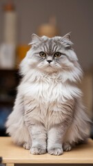 A cat posing while sitting.