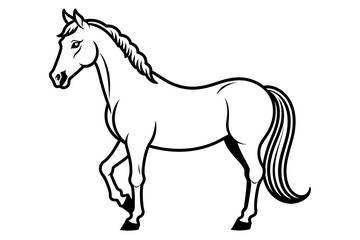Obraz premium Majestic Black and White Horse Illustration-Elegant Equine Artwork-Detailed Horse Design for Crafts-Stunning Animal Graphics-Horseback Riding Visual Aid-Animal Lover Gift Idea