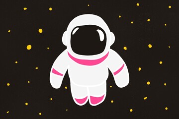 Playful astronaut floating amidst cosmic wonders