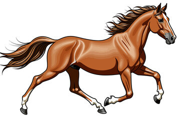 Obraz premium Majestic Brown Horse Running Free-Beautiful Equine Illustration-Galloping Horse with Flowing Mane-Horse Art for Animal Lovers-Perfect for Wall Decor and Design Projects