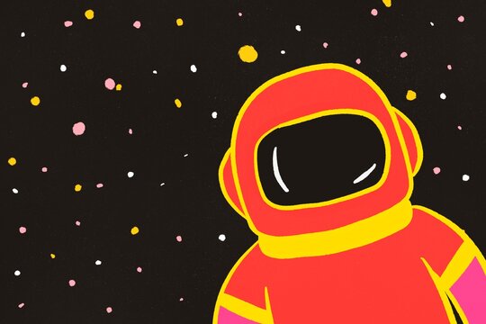 Illustration of a lone astronaut in vibrant space