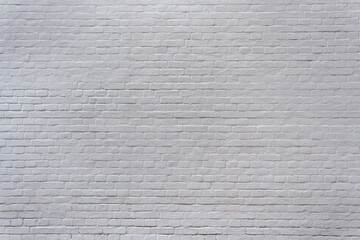 A thick layer of white paint covers the brick wall, highlighting its rough texture. The surface balances the rough character with sophisticated simplicity.