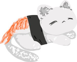 A charming little sushi cat with a soft rice body.
Creative culinary decoration suitable for Asian food themes, kawaii culture, or children's illustrations