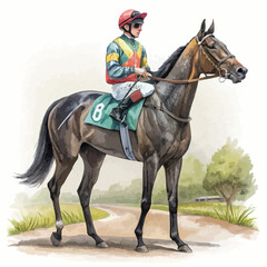  Racehorse and Jockey – Portrait