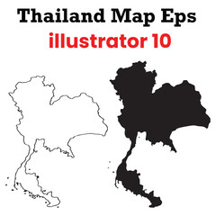 thailand eps vector map: high-quality outline & silhouette design for graphic, cartography, travel, tourism applications