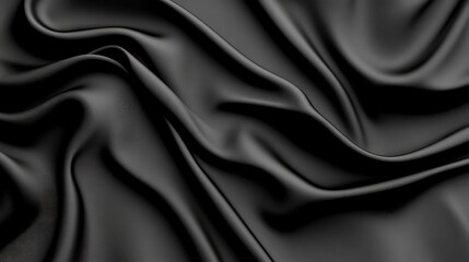 Fototapeta premium Close-up of a draped black fabric with soft folds and ripples
