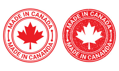 Fototapeta na wymiar Made in Canada rubber stamp logo design icon vector template