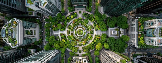 Urban Zen garden with stones and minimal bamboo and bonsai trees setting in peaceful