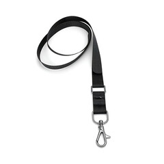 Adjustable black phone lanyard with metal clip and soft cord loop