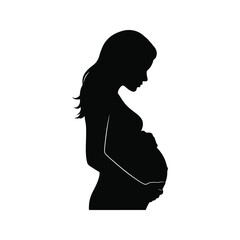 Silhouette of Pregnant Woman Motherhood Pregnancy Baby Expectant Mother Vector Illustration