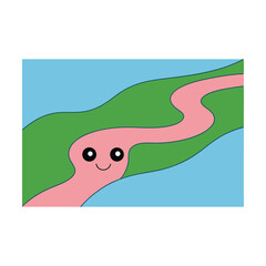 Abstract cartoon vector illustration of a hand holding a green leaf or map with a cute bird, duck, or swan, symbolizing nature and wildlife design