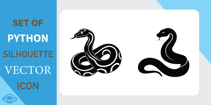 Python Silhouette Vector Icons Two Black Snake Designs