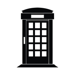 Classic british red telephone box silhouette vector illustration