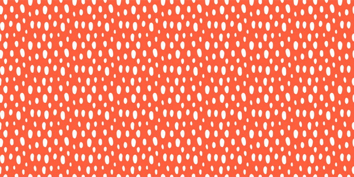 Cute red seamless pattern with white strawberry seeds. Simple summer fruit background.