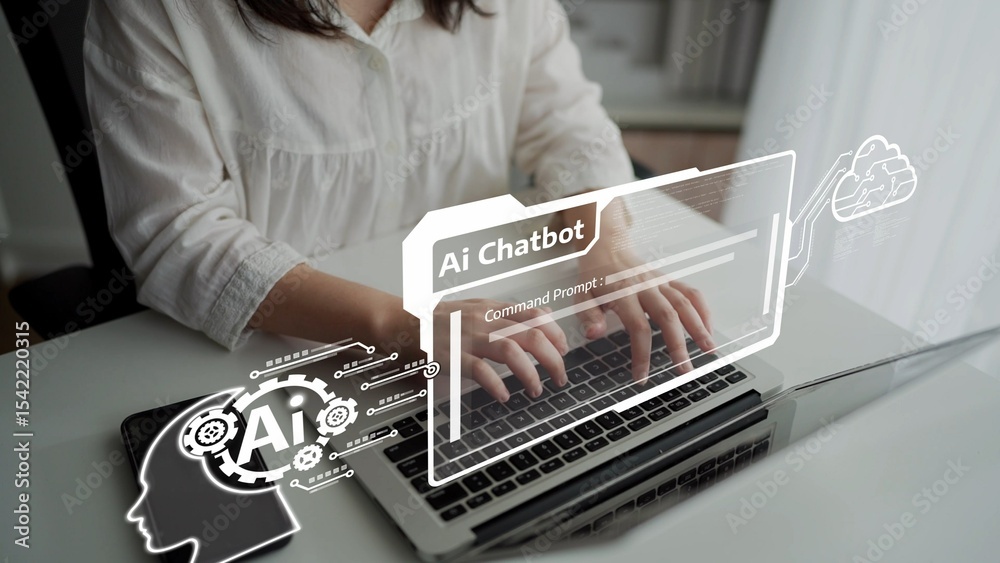 Poster ai virtual assistant artificial intelligence chatbot controlled by prompt engineering for explainabl