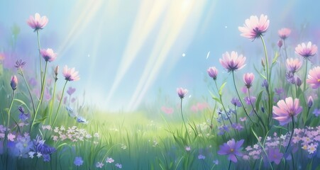 spring meadow with flowers