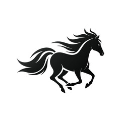 Running Horse Silhouette Vector – Wild Stallion Clipart in Black and White

