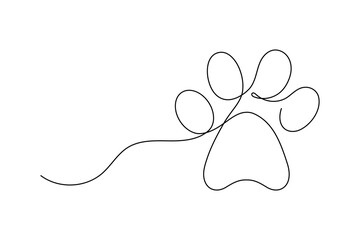 Dog Paw One Line Minimalist Vector Outline Illustration