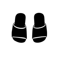 Minimalist black silhouette of papal sandals on a white background