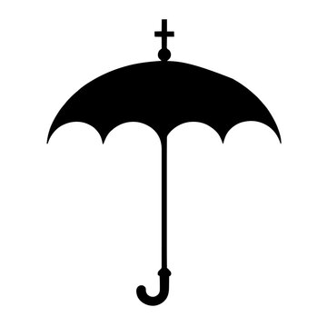 Minimalist black silhouette of a papal umbrella with striped ceremonial design