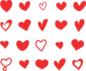 Heart Love Valentine Seamless Pattern Set – Red and Pink Romantic Symbols and Icons – Wedding Decoration and Passion Art Design – Romantic Holiday Shape Illustrations for Cards and Decor