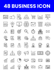big set icon business and finance, business line editable icons set, 48 Essential Business Icons Line Art Graphics for Presentations and Websites
