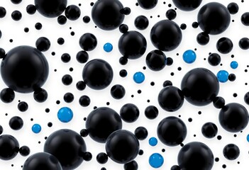 Abstract black & blue metaballs, varied sizes, randomly connected on white background ,  smooth,  energy