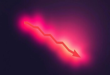 Abstract downward trending graph with shrinking arrow, symbolizing cost reduction,  efficiency,  growth