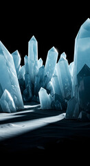 Stunning 3D Render of Blue Crystals on Dark Surface