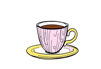 A whimsical vector doodle of a coffee or teacup and saucer,  element,  tea