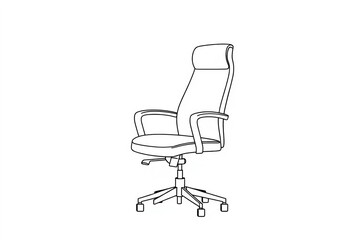 Clean outline drawing of an office chair, isolated on white,  drawing,  graphic