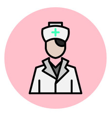 nurse icon wearing a medical cap and a uniform. this icon is ideal for healthcare apps, medical infographics, hospital websites, nurse appreciation campaigns, or wellness graphics.