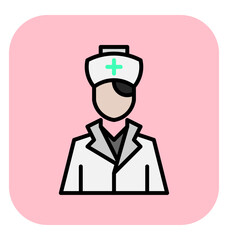 nurse icon wearing a medical cap and a uniform. this icon is ideal for healthcare apps, medical infographics, hospital websites, nurse appreciation campaigns, or wellness graphics.