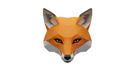 Obraz premium Geometric Fox Head: Low Poly Animal Portrait