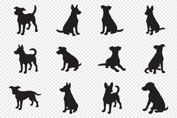 A striking black silhouette of a dog with a long tail sniffing the ground. It captures the simple, yet powerful, beauty of canine companionship.