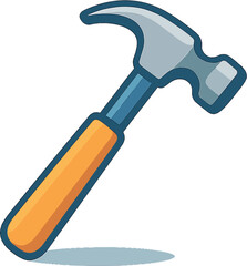 Iconic hammer tool design with a wooden handle depicted on a white background for creative projects